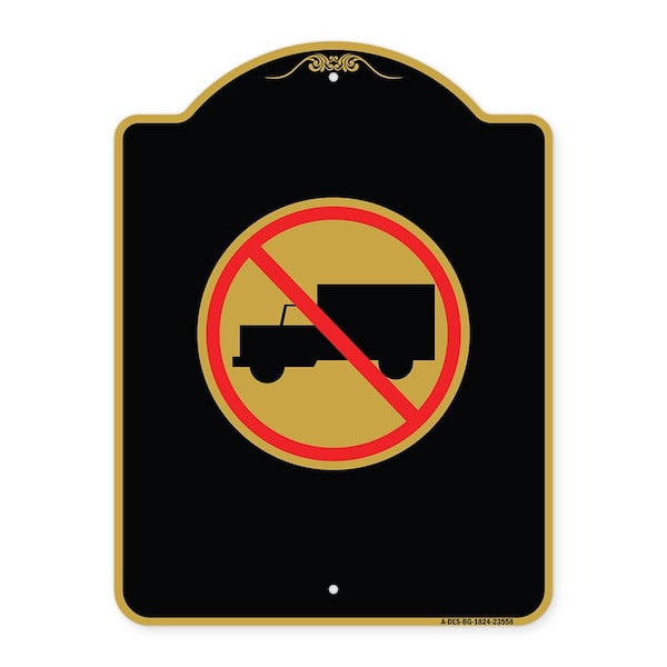 Signmission Designer Series Sign-No Truck, Black & Gold Aluminum Architectural Sign, 18" x 24", BG-1824-23558 A-DES-BG-1824-23558 - main